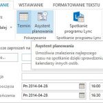 Asystent planowania umożliwia znalezienie optymalnego czasu na spotkanie dzięki sprawdzeniu dostępności w kalendarzach innych użytkowników.