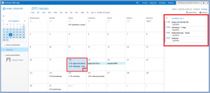 Widok miesiąca + plan bieżącego dnia w kalendarzu OWA 2013