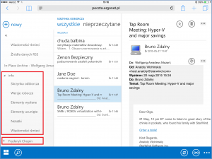 Foldery skrzynki udostępnionej - OWA 2013 na iPadzie