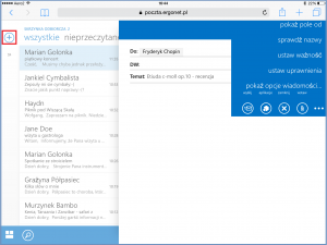 Tworzenie wiadomości we-mail na iPadzie w OWA 2013