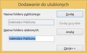 Folder publiczny typu kalendarz w programie MS Outlook 2013