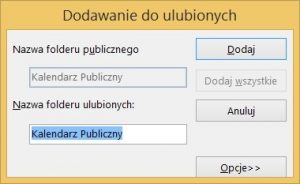 Folder publiczny typu kalendarz w programie MS Outlook 2013