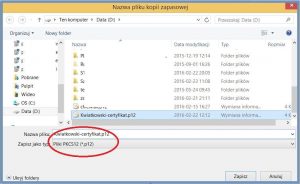 Szyfrowanie - Eksport certyfikatu_Ścieżka dostępu do pliku