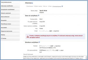 Szyfrowanie - Aktywacja certyfikatu - Potwierdzenie wprowadzonych danych