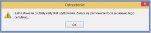 Szyfrowanie - Potwierdzenie pomyślnej rejestracji certyfikatu na komputerze