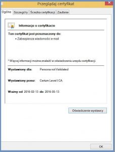 Szyfrowanie - Informacje szczegółowe dotyczące certyfikatu