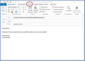 Szyfrowanie - Wysyłanie podpisanej wiadomości z programu pocztowego Outlook 2013