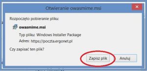 Szyfrowanie - Pobieranie owasmime.msi