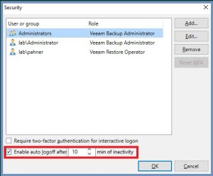 Automatyczne wylogowywanie sesji w Veeam 12